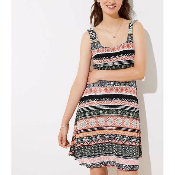 LOFT Dresses & Skirts - "LOFT" MULTICOLOR GEO PRINT SLEEVELESS A-LINE DRESS SIZE: 2 NWT